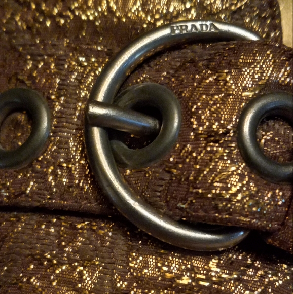 PRADA Shoes 8 Gold Brocade Flats / Kitten Heel - Picture 2 of 14